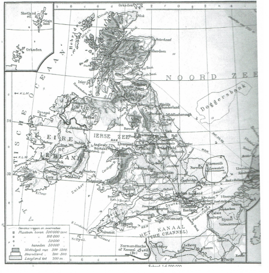 Oude kaart Engeland